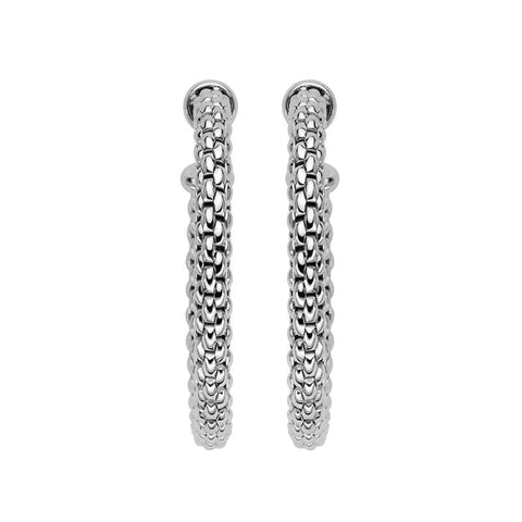 Fope Essentials 18ct White Gold Medium Hoop Earrings OR02