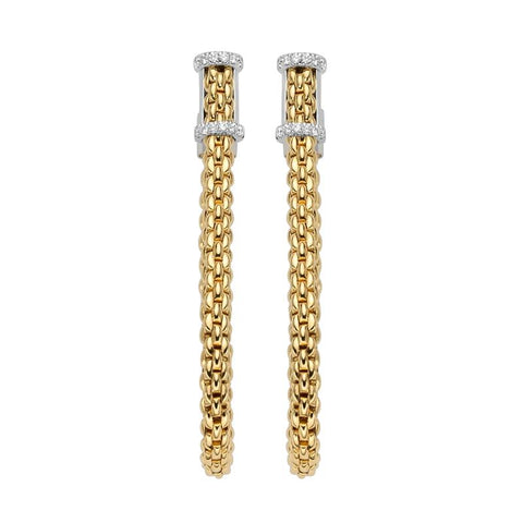 Fope Flexit Essentials 18ct Yellow Gold Diamond Medium Mesh Chain Earrings OR04/BBR