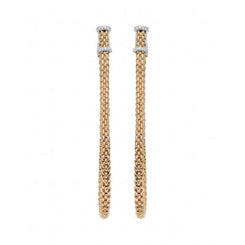 Fope Flexit Essentials 18ct Rose Gold Diamond Long Mesh Chain Earrings OR05/BBR
