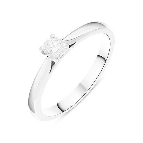 Platinum 0.20ct Diamond Round Brilliant Cut Solitaire Ring FEU-2617
