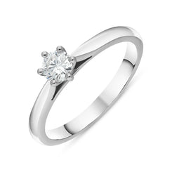 Platinum 0.26ct Diamond Round Brilliant Cut Six Claw Solitaire Ring, FEU-2567