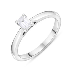 Platinum 0.32ct Diamond GIA Certified Emerald Cut Solitaire Ring FEU-2854