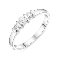 Platinum 0.35ct Diamond Trilogy Bar Set Ring. FEU-1190
