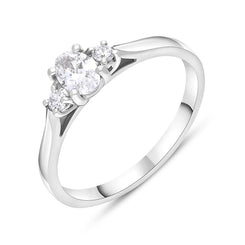 Platinum 0.37ct Diamond GIA Certified Oval Cut Three Stone Ring FEU-2835