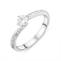 Platinum 0.39ct Diamond Shoulder Set Twist Solitaire Ring FEU-2828