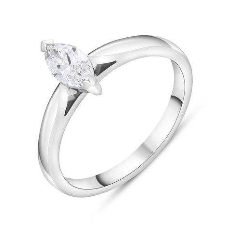 Platinum 0.40ct Diamond GIA Certified Marquise Cut Solitaire Ring