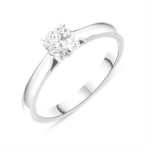 Platinum 0.50ct Diamond Round Brilliant Cut Solitaire Ring FEU-775
