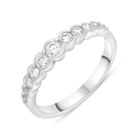 Platinum 0.50ct Diamond Rubover Set Graduating Half Eternity Ring FEU-2798