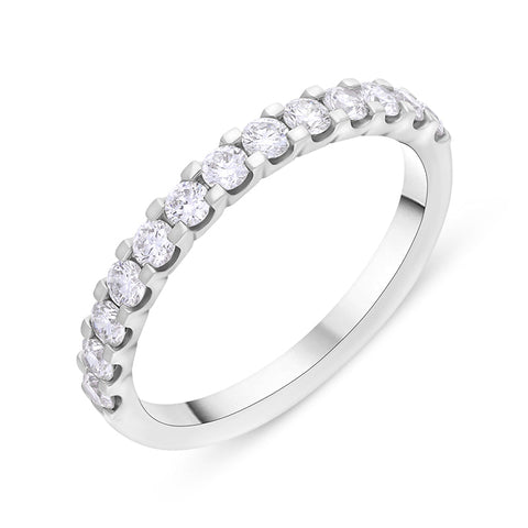 Platinum 0.51ct Diamond Square Claw Half Eternity Ring FEU-2794