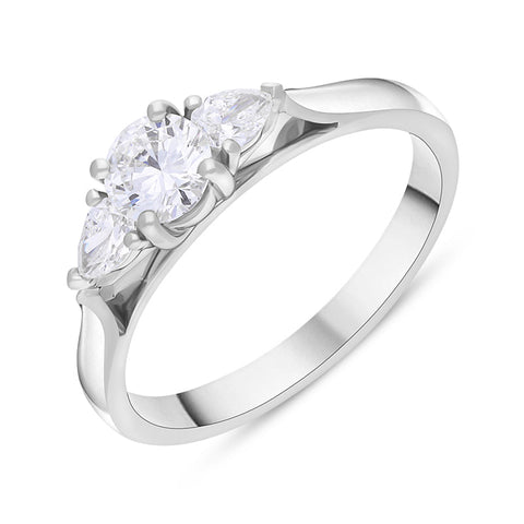 Platinum 0.62ct Diamond Mixed Cut Three Stone Ring FEU-2877