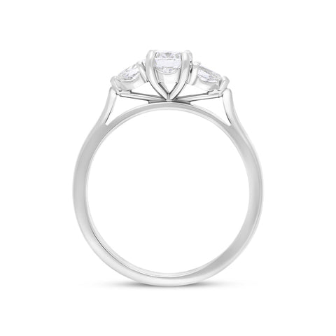 Platinum 0.62ct Diamond Mixed Cut Three Stone Ring