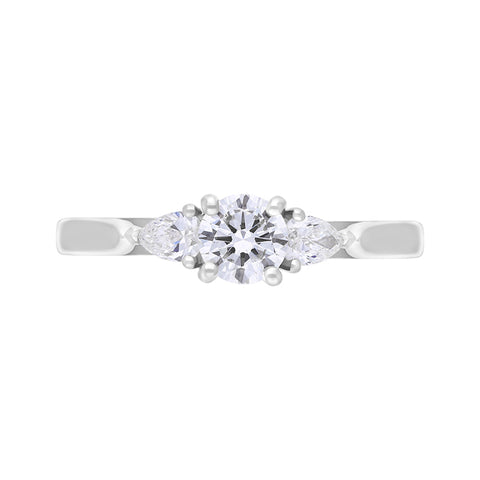 Platinum 0.62ct Diamond Mixed Cut Three Stone Ring