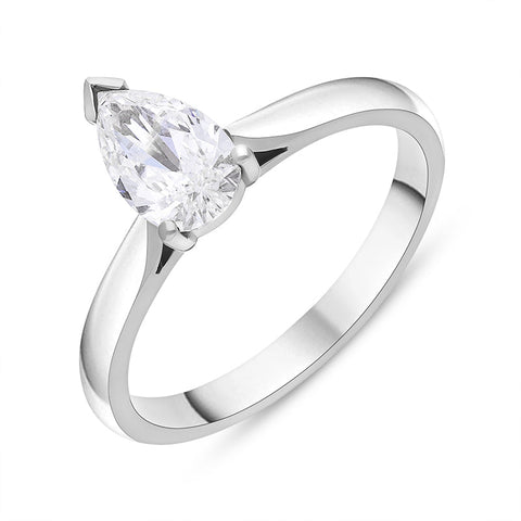 Platinum 0.71ct Diamond GIA Certified Pear Cut Solitaire Ring, FEU-2636