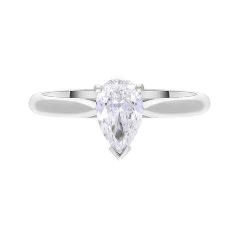 Platinum 0.71ct Diamond GIA Certified Pear Cut Solitaire Ring