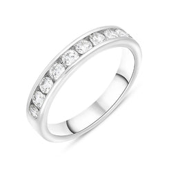 Platinum 0.75ct Diamond Channel Set Half Eternity Ring, FEU-2244