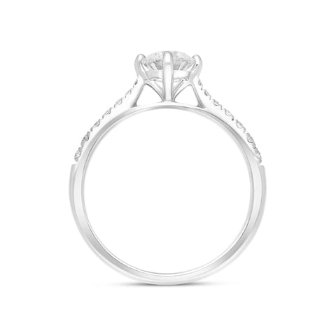 Platinum 0.84ct Diamond Shoulder Solitaire Ring FEU-2578_3