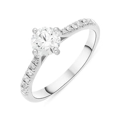 Platinum 0.84ct Diamond Shoulder Solitaire Ring FEU-2578