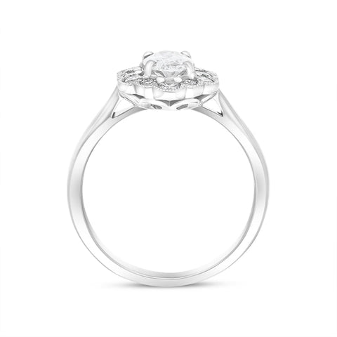 Platinum 1.00ct Diamond Oval Cluster Ring