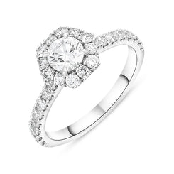 Platinum 1.10ct Diamond Shoulder Set Hexagonal Cluster Ring, FEU-2676.