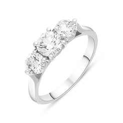 Platinum 1.26ct Diamond Three Stone Ring, FEU-2709