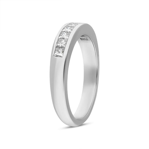 Platinum Diamond Princess Cut Nine Stone Half Eternity Ring, FEU-2452