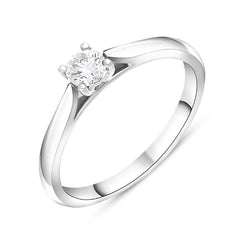 Platinum Diamond Round Brilliant Cut Solitaire Ring, FEU-1617