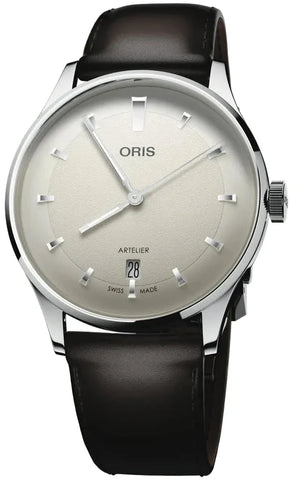 Oris Artelier Date 38mm White Watch with leather strap, steel case