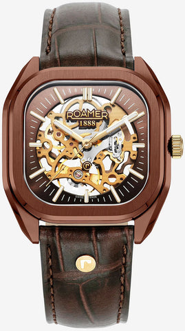 Roamer Mechano Brown Skeleton Watch