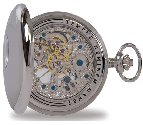 Rapport Pocket Watch Mechanical Half Hunter Silver Tone PW45