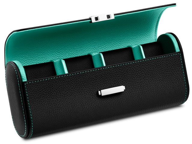 Scatola del Tempo Watch Case Viaggio Pochette Black Blue Tiffany 04064.BBLSIL
