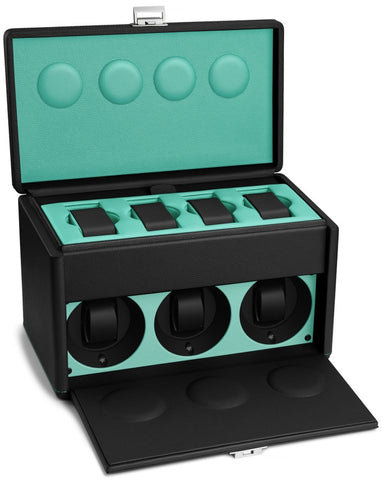 Scatola del Tempo Watch Winder 7RT Black Blue Tiffany 02069.BBLSIL