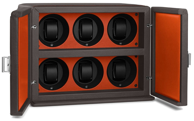 Scatola del Tempo Watch Winder Rotore 6 Grey Orange 02071.GASIL