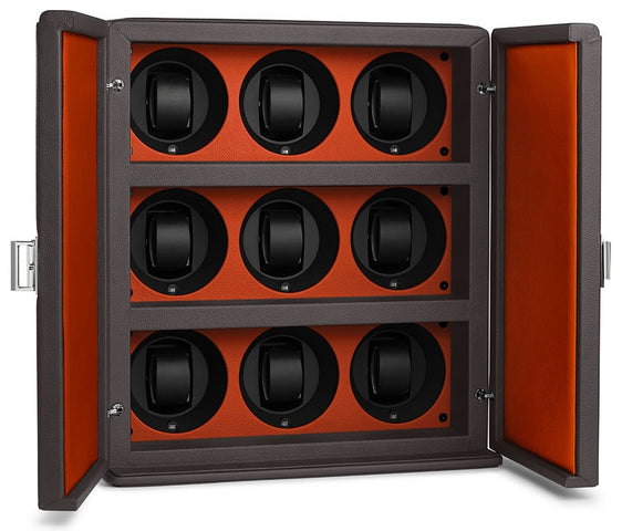 Scatola del Tempo Watch Winder Rotore 9 Grey Orange 02072.GASIL