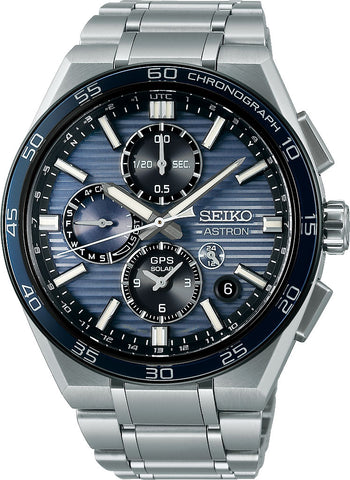 Seiko Astron Watch GPS Solar Dual Time Chronograph in Slate Blue SSH175J1