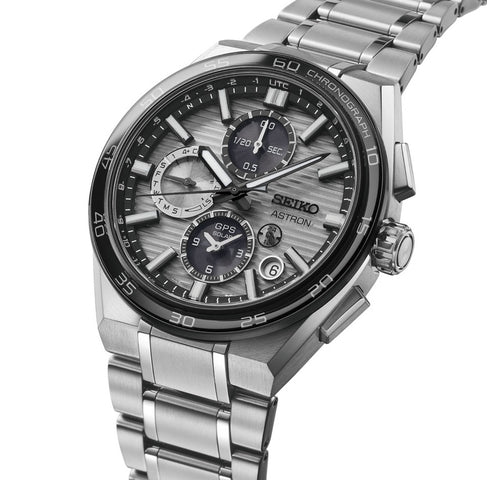 Seiko Astron GPS Solar Dual Time Chronograph in Silvery Grey Watch
