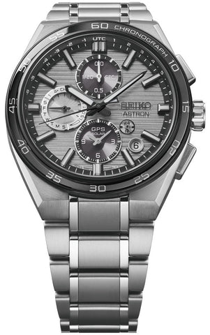 Seiko Astron GPS Solar Dual Time Chronograph in Silvery Grey Watch