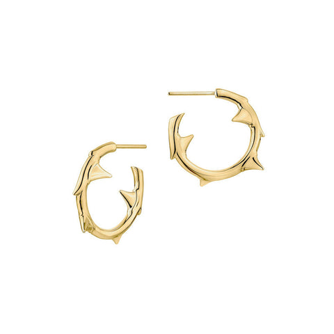 Shaun Leane Rose Thorn Yellow Gold Vermeil Sterling Silver Small Hoop Earrings, RT023.YVNAEOS