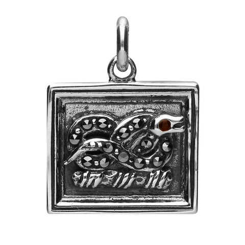 Sterling Silver Marcasite Garnet House Style Devonshire Snake Charm G807