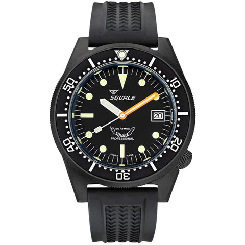 Squale 1521 DLC 42mm Black Dial Rubber Mens Automatic Watch