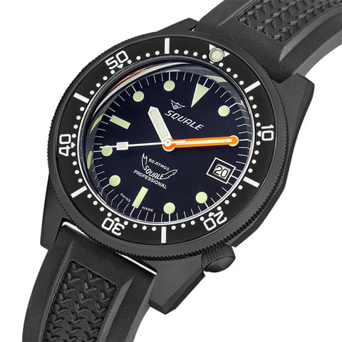 Squale 1521 DLC 42mm Black Dial Rubber Mens Automatic Watch