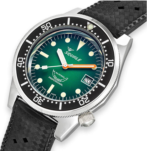 Squale 1521 Green Ray Rubber Watch