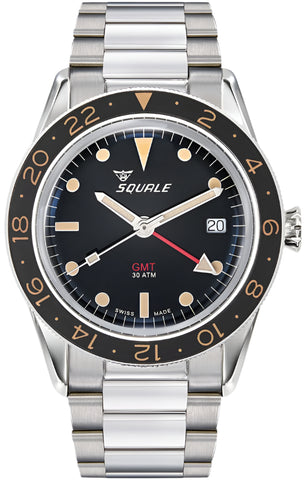 Squale Watch Sub-39 GMT Vintage Black Bracelet SUB-39GMTV.BR22