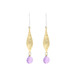 Sterling Silver Gold Plated Amethyst Drop Earrings D E1388.