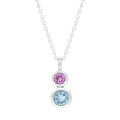 Sterling Silver Pink and Blue Pendant Necklace, P1232CB.