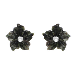 Sterling Silver Preseli Blue Stone Tuberose Flower 8mm Stud Earrings, E1321.