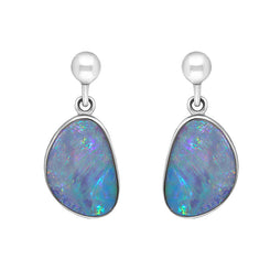 Sterling Silver Abstract Opal Doublet Drop Earrings, EUNQ0001268