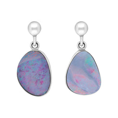 Sterling Silver Abstract Opal Doublet Drop Earrings, EUNQ0001297