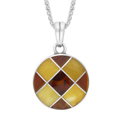 Sterling Silver Amber Round Necklace, KP1373.9G