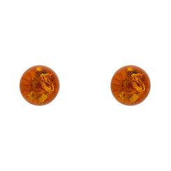 Sterling Silver Cognac Amber Ball Stud Earrings, E2349_COGNAC.
