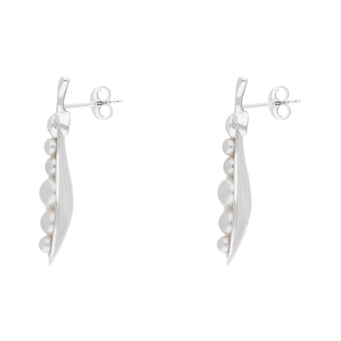 Sterling Silver Freshwater Pearl House & Garden Peapod Drop Earrings